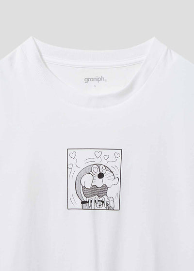 【约2周到货】graniph x doraemon 白色短袖T恤 （白色格子） unisex