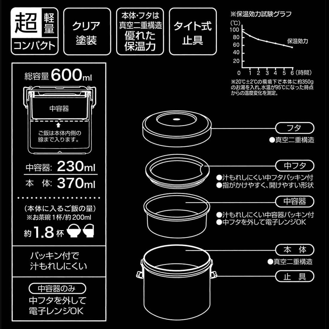 Skater 保温便当盒 不锈钢 双层 600ml 库落米